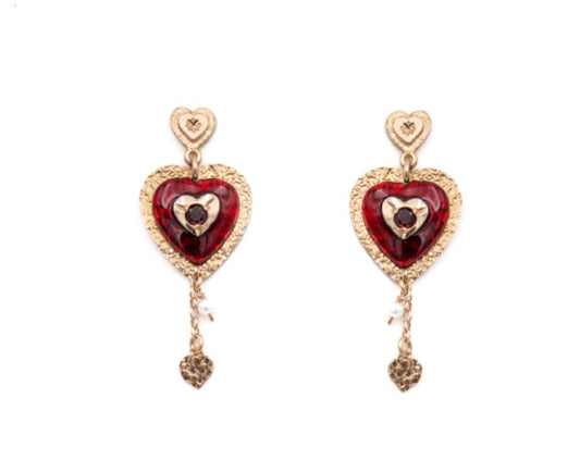 Orecchini Cuore con Pietra e Smalto SACRAMORE FIRENZE