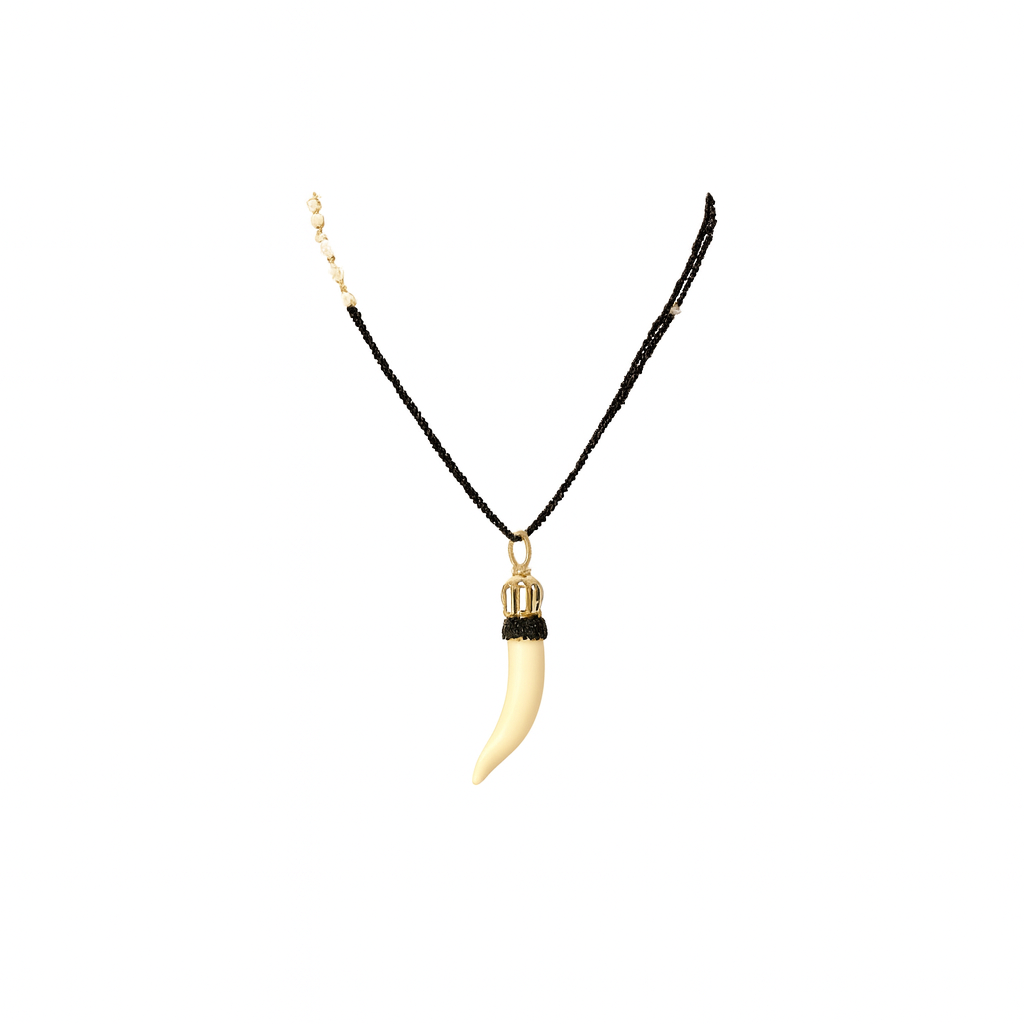 Collana con Corno Bianco in Porcellana Smaltata