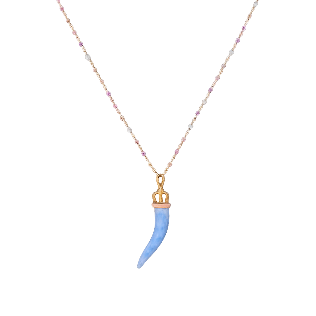 Collana con Corno Celeste in Porcellana Smaltata