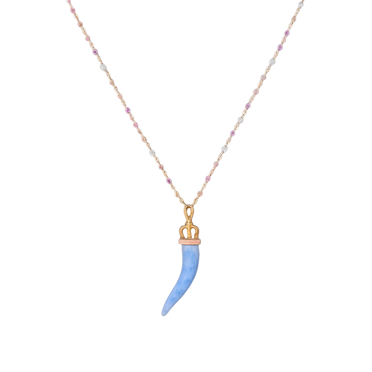 Collana con Corno Celeste in Porcellana Smaltata