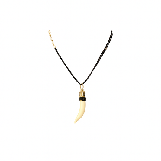 Collana  con Corno Bianco in Porcellana Smaltata
